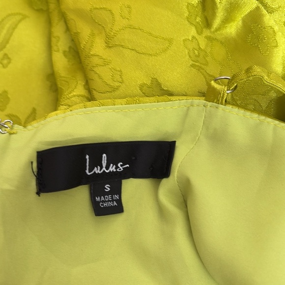 Put Me In a Trance Lime Green Satin Jacquard Cutout Mini Dress - Picture 7 of 13